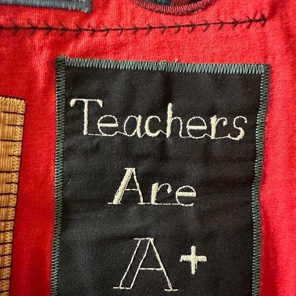 New Handcrafted Teachers Shirt Valorie’s Folk Art Appliqué, Size L - Picture 13 of 14